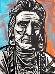 Striking Native American Portrait – Acrylic Painting On 16×12″ Stretched Canvas