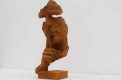 Cast Iron Statue „The Moment“ man asking for silence – garden figurine rustical