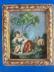 After Francois Boucher Original 19th Century Oil “The Little Shepherdess”Framed