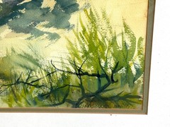 LARGE Original 1976 Mildred Hartson Watercolor – „Fall Splendor at Plum Island“