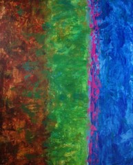 Painting On Canvas, 72”x60” Original Signed Acrylic Large, Giant Green Blue