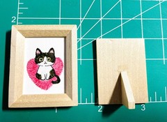 Original Mini Watercolor Black And White Cat Imitation Painting With Frame