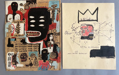 2 X Jean Michel Basquiat Original Painting Drawings Graffiti Street Art NYC F66