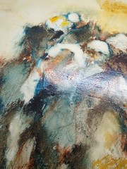 Aldo Paolucci Original Oil Painting on Canvas Impressionist Horses MCM Signed
