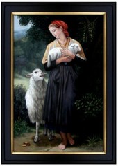 Framed Hand Painted Oil Painting Repro Bouguereau the Shepherdess 24x36in