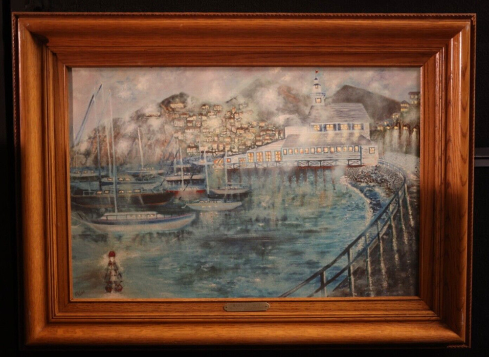 von Wening Art Oil Painting Giclee on canvas „Harbour Mist“ Catalina Island Ca