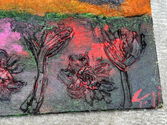 CARLI FOSTER SIGNED PAINTING ABSTRACT FLOWERS IMPASTO TEXTURED ORIGINAL 16 X 20