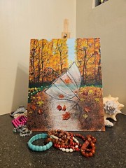 Beautiful Autumn Park Original Oil Painting with Colorful Trees