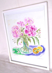 VTG Original Framed Watercolor Painting, Flowers in Vase, Signed, 12″ x 10.5″