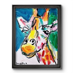 Aleph Hand Painted Animal Giraffe 9×12 Acrylic Painting Textured Art Canvas
