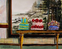 Original Cake Food Watercolor Impressionism