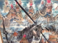SHAWMEI SHEN, MONGOL WARRIORS WATERCOLOR PAINTING, KUBLAI KHAN, ASIAN ART