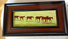 Painting Oil Original YEARLING PARADE Carol Lee Thompson -FRAMED 6.75″ x 12″