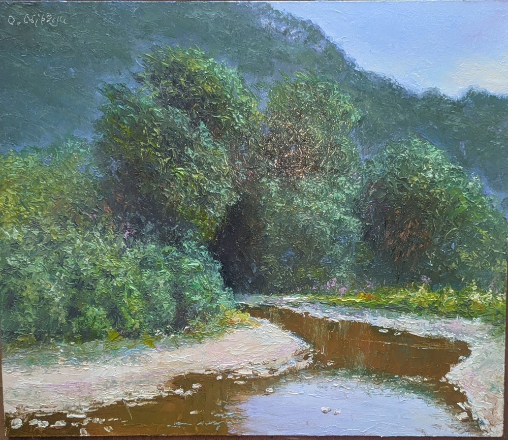 L0628 Ukraine Oil Painting Landscapе Hardboard Signed Original 9″x11″