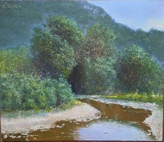 L0628 Ukraine Oil Painting Landscapе Hardboard Signed Original 9″x11″