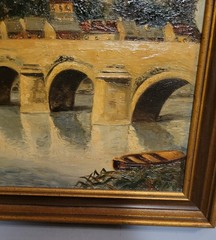 Antique Vintage Landscape Oil Painting Pont De Jambes Belgium Robert Bykans