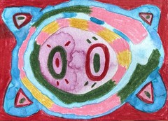 ACEO Art Card Original Mixed Media Abstract Painting, 2.5″ x 3.5″