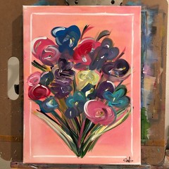 WS original mother’s day bouquet hand painted 12X16 canvas modern fine art