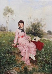 Max Christian Sprinkmann A Lady Resting in Spring Meadows Oil Painting c1910