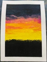 ACEO Original Sunset Sky Clouds Landscape Field Mini Painting Art OneCraftyLady