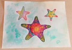 Starfish Signed Watercolor And Colored Pencil on Arches Watercolor Paper w/COA