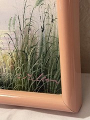 Authentic Catherine Parker Melton Seascape Oil Painting Canvas Pink Frame