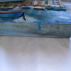 Vintage Ceramic Painting Harbor of Portofino Italy Hand Painted