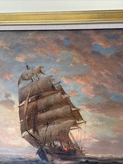 Angel Espoy Painting Nautical Seascape Sunset Evening Antique Famous Listed Oil