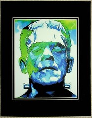 FRANKENSTEIN 9 1/2″ x 7 1/2″ WATERCOLOR PRINT 11 x 14 MATTED W/BACKBOARD – A24