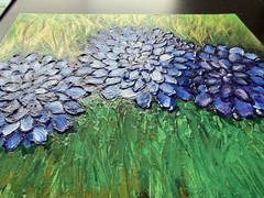 Original Impressionist Blue Hydrangea Flower Acrylic Painting – Unframed Canvas