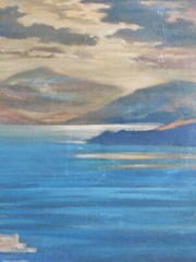 Impressionist Painting Landscape Sea Artificial Lake 1970