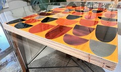 Rex Ray Original Mixed Media Resin Collage Signed 12/02 Orange Abstract #00457