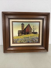 VTG H Hargrove Original Signed Serigraph Oil Painting 16” X 14” Brick Wood Barn