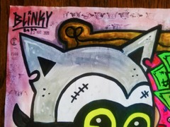 HAPPY GRAVE + BLINKY 2022 LARGE PAINTING pop surreal : KRIME KITTEN STEALS…