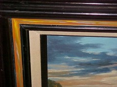 Paintings (2) Ocean Waves and Sunset Signed 13″ X 19″ Frames Wood Excellent