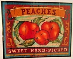 Batik Art Vintage Original Peaches Seed Packet Framed