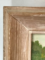 Vtg Original Landscape Painting River Forest Woods Trees Framed Signed MCM FRAME