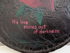 Midnight rose oil painting original artwork canvas dark oval religious textured