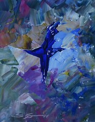 Original Painting bird „Flying High“ 10″H x 8″W canvas panel by Steven Graff