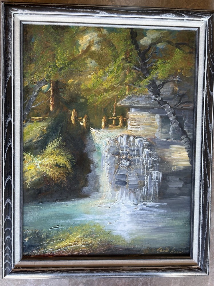 Large Original Chuck Lewis Oil Painting – 21×27 – Grist Mill Landscap