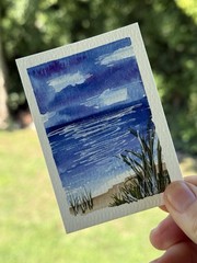 ACEO #123 Sea,ocean,beach, Hand Painted. Art Trading Card
