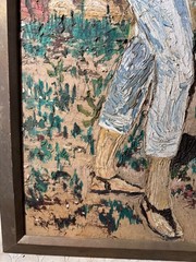 Huge Mid-20th Century „Female In Garden Scene“ Oil On Board Painting – Framed