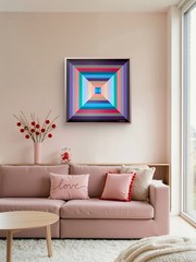 “The Color Within” Geometric 20”x20” Acrylic Painting w/frame by C. Requejo