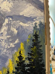 16 x 20 Original Oil Painting Produced with Knife….“Castle Mountain“