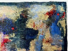 Mixed Media Abstract Painting “4 Wishes” Acrylic Sparkles Glitter 5×5” Fine Art