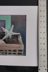 Original Expressionist Star Fish Basket 14 x 11 Oil on Paper Matted Painting
