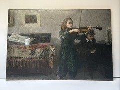 ANTIQUE RUSSIAN PAINTING IMPRESSIONIST MASTER LARGE EXHIBITED MUSICIAN MAKAROV
