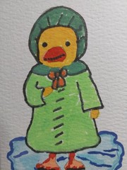 GAT Original Painting Whimsical Animals DUCK Artwork 3.5X2.5 ACEO Art Gift