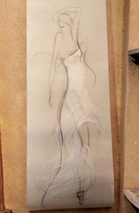 PAIR Exquisite Wall Art Ballet Paintings on Mylar w/ Beaded Glass ~Marlin Kalish