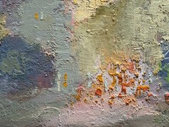 Abstract Oil painting Evening in City Ukrainian painter Framed original decor